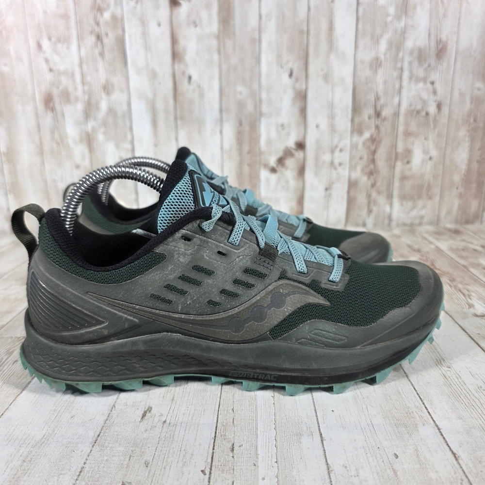 Saucony Peregrine 10 Trail Running Shoes Womens 8.5 Dark Green Blue S10556-25